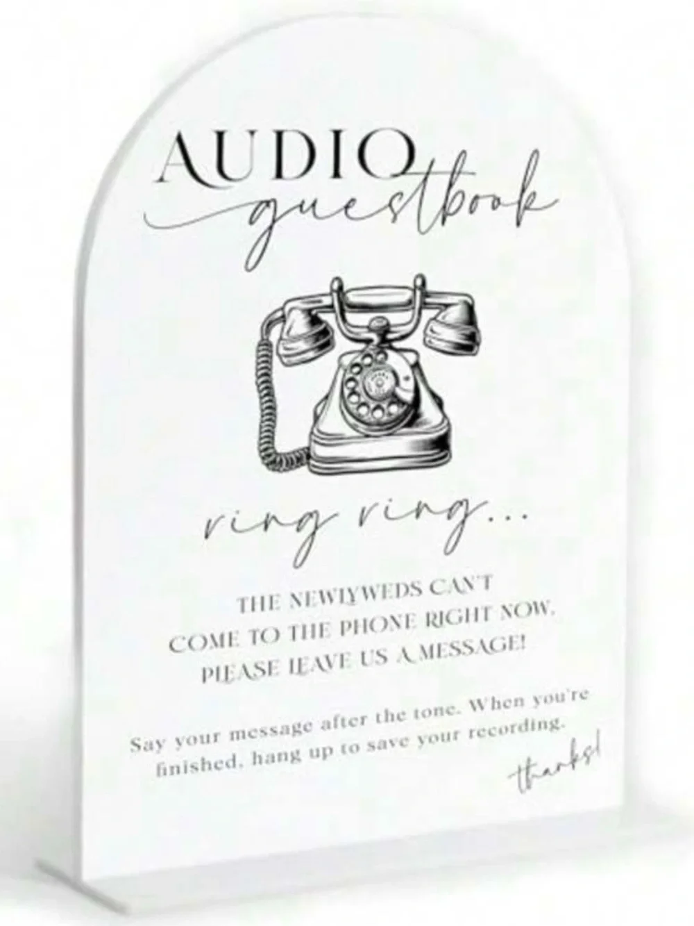 Wedding Audio Guestbook Sign - White with Black Script